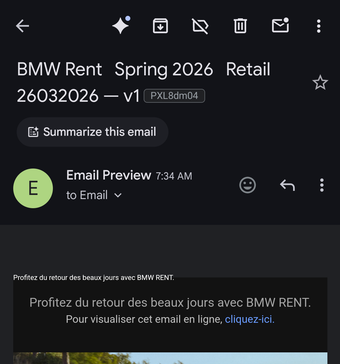 Rendu Gmail App Pixel 8