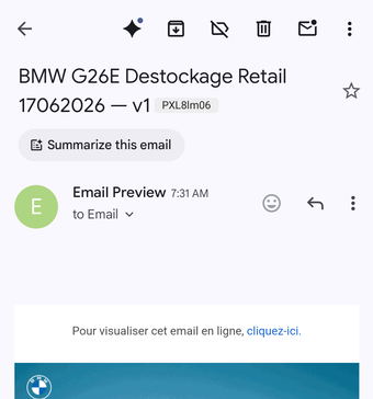 Rendu Gmail App Pixel 8