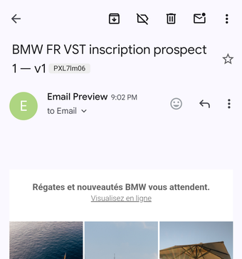 Rendu Gmail App Pixel 7