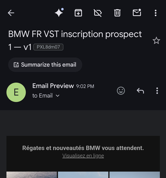 Rendu Gmail App Pixel 8