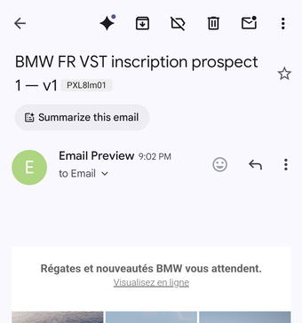 Rendu Gmail App Pixel 8